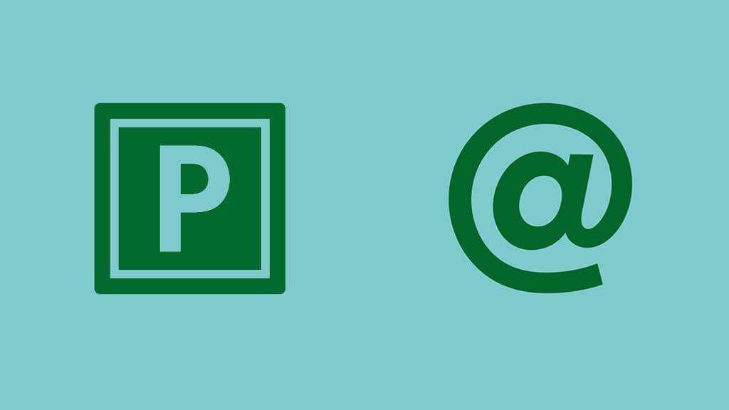Grön p-plats- och snabel-a-ikon på turkos bakgrund