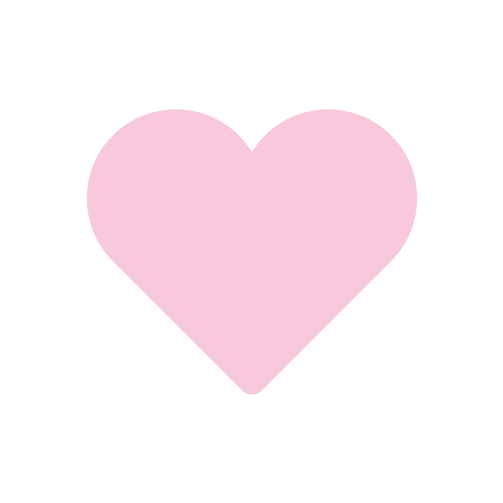 Ett rosa hjärta på en vit bakgrund.