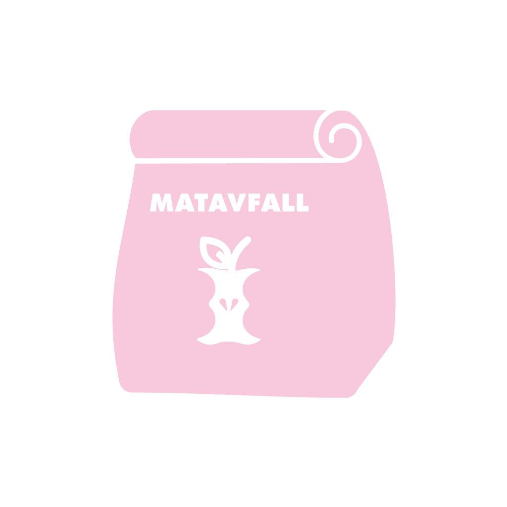 En rosa påse med orden matavall på.