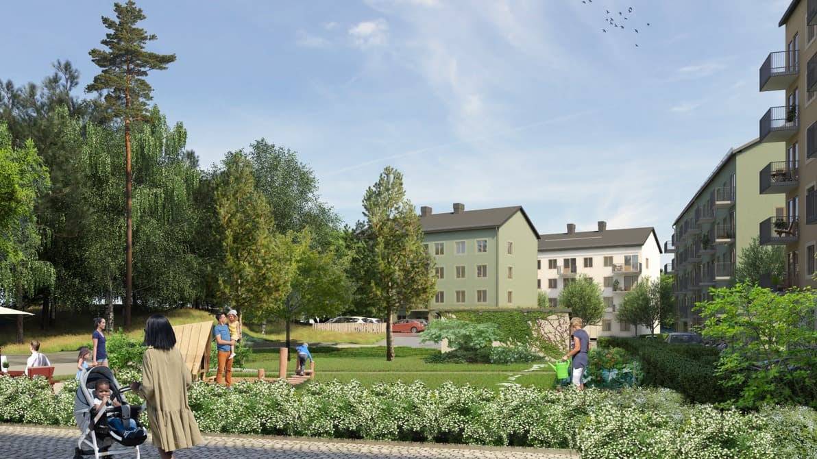 visionsbild över Stockholmshusen vid Lisebergsvägen