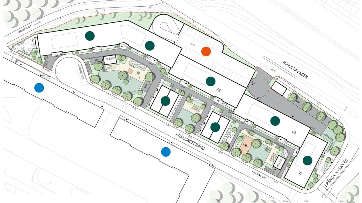 Situationsplan över ny bebyggelse vid Krällingegränd